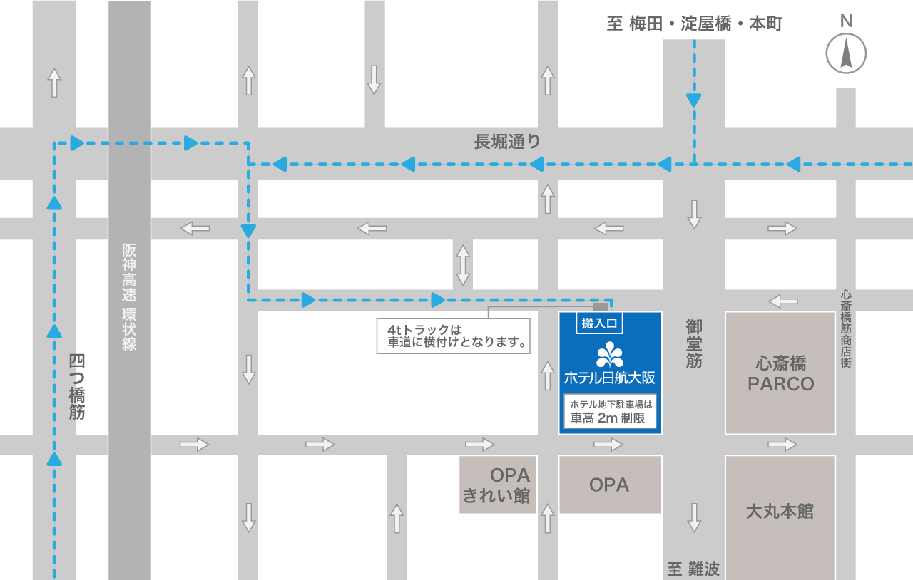 ホテル日航大阪 周辺地図