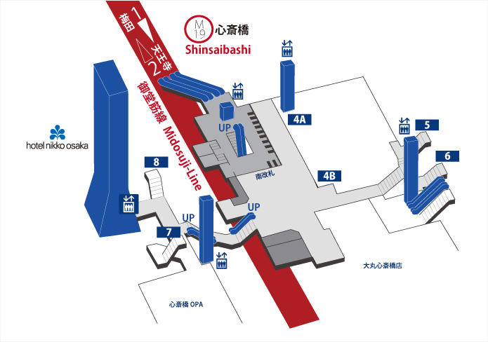 心斎橋駅連絡道マップ