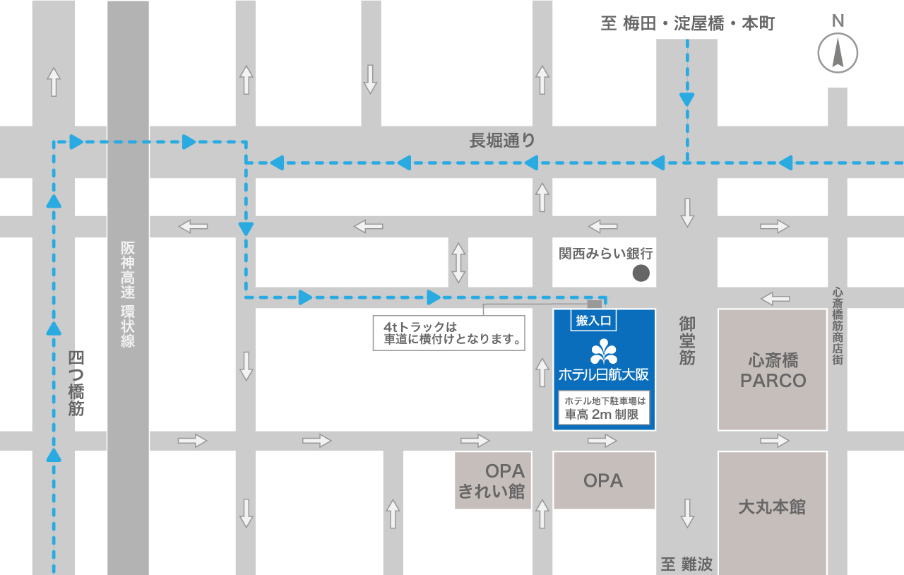 ホテル日航大阪 周辺地図