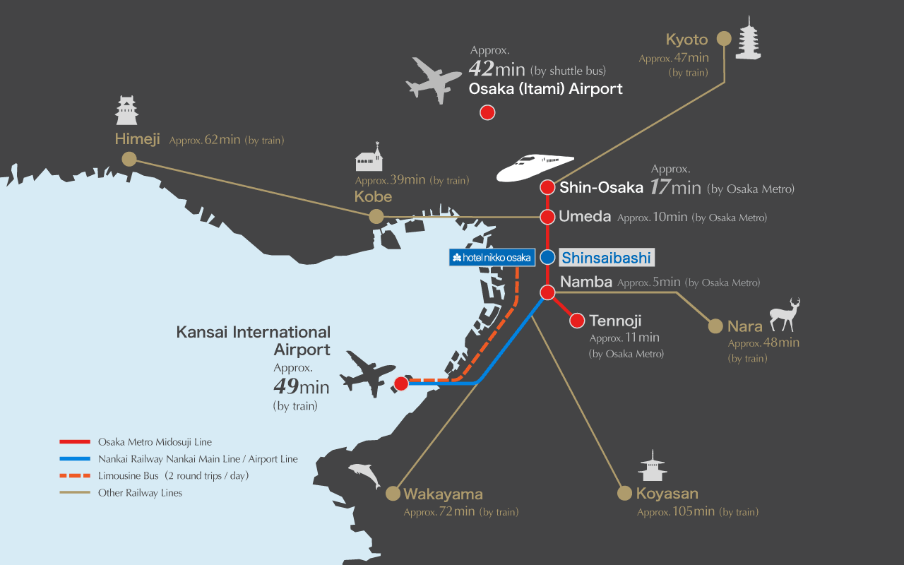 Hotel Nikko Osaka Access Map