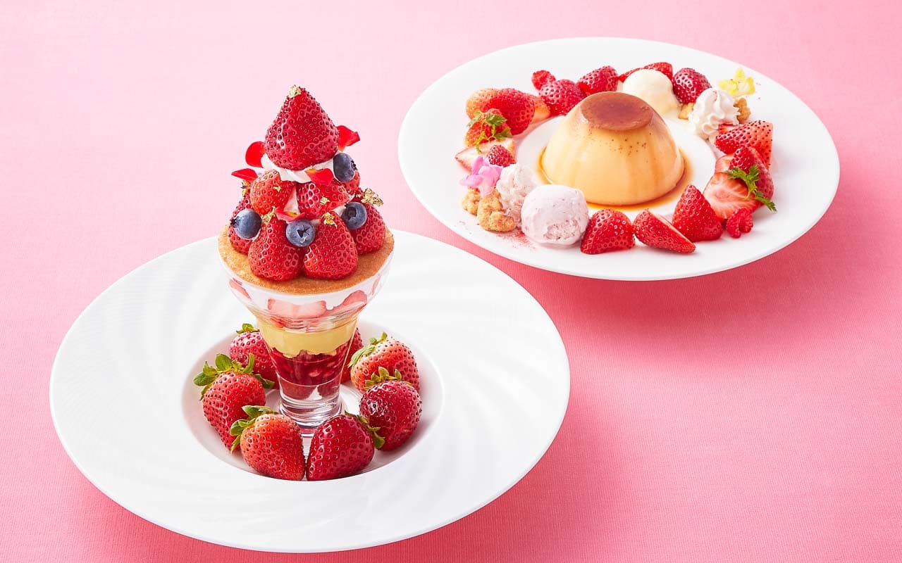 苺パフェ&苺たっぷりプリンアラモード イメージ画像 / The Strawberry Parfait & The Strawberry Crème Caramel à La Mode