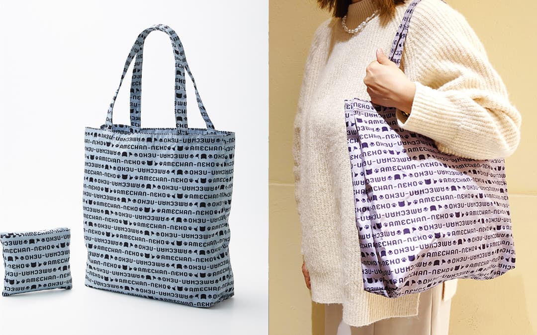 アメちゃんねこ柄ホテルオリジナルエコバッグ