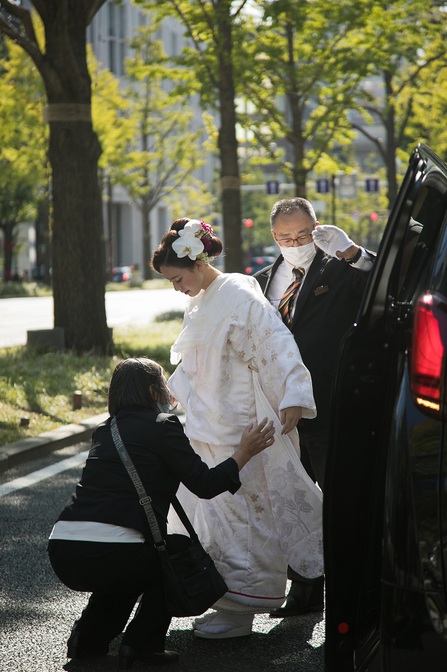 仏前式　白無垢　和装用ヘアスタイル　北御堂　南御堂