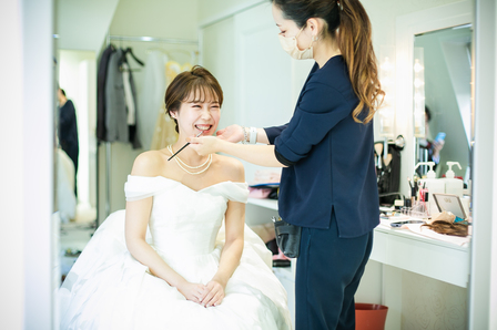 ヘアメイク風景、ヘアメイクショット