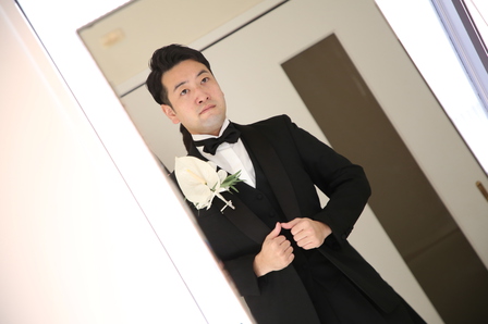 結婚式　お支度ショット　新郎ショット　新婦ショット