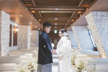 和装　チャペル　人前式　結婚式